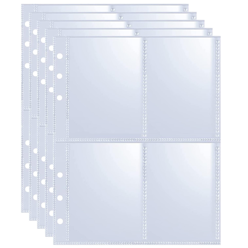Trading Card Binder - 4ポケットフォトカードスリーブバインダー、トレーディングホルダーアルバム、野球、遊戯王、ポケモン、スポーツカード用、A5、6穴リフィルページ、子供のおもちゃ