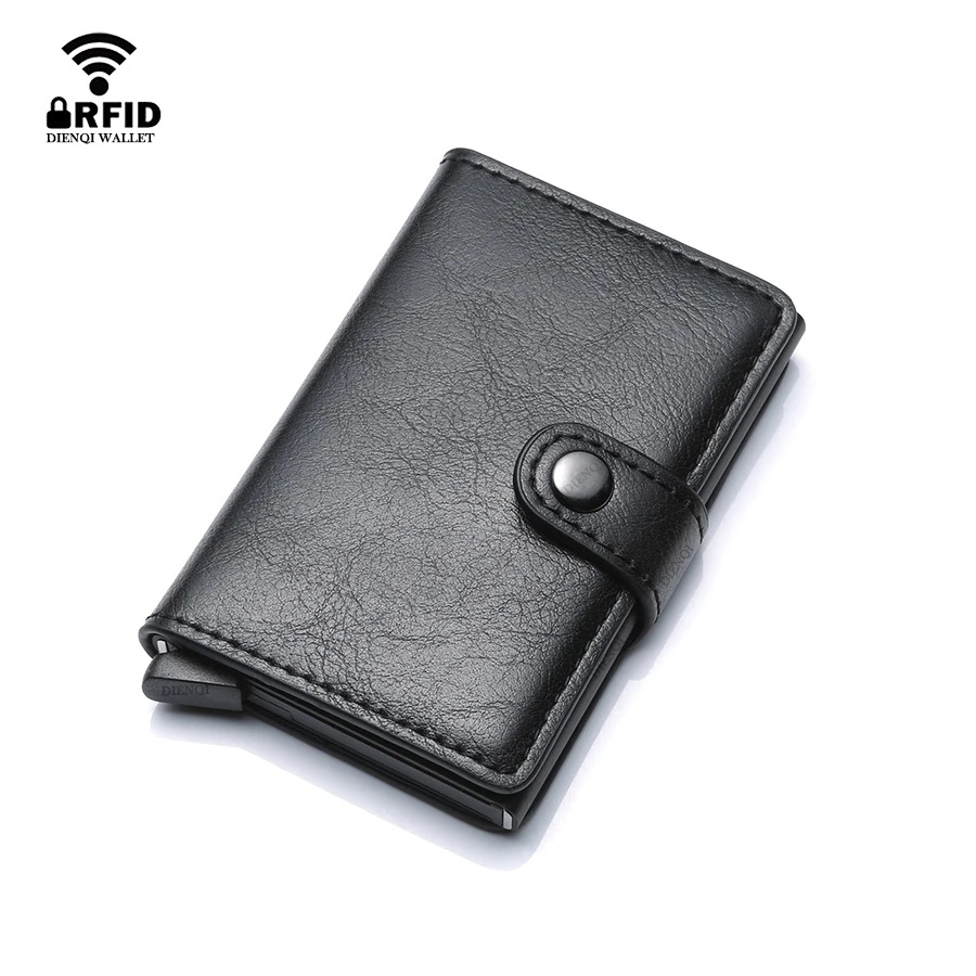 Card Top Loader - 自動フリップビジネスクレジットカードホルダー 10 カードスロット高級レザーカードホルダーボックス金属男性訪問カード盗難防止財布