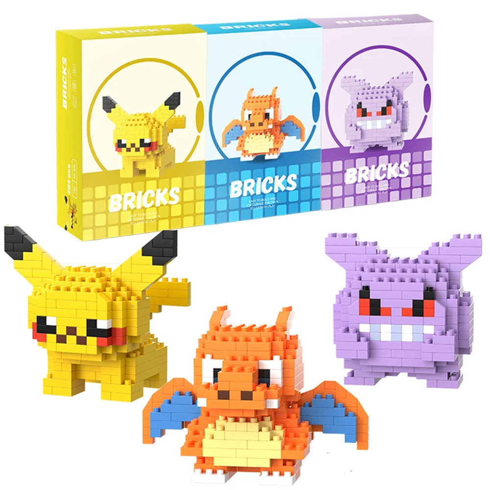 Building Block Mini - ポケモンマイクロビルディングブロックピカチュウドラゴナイトゲンガーミニレンガモデルキットDIYおもちゃギフト子供向け