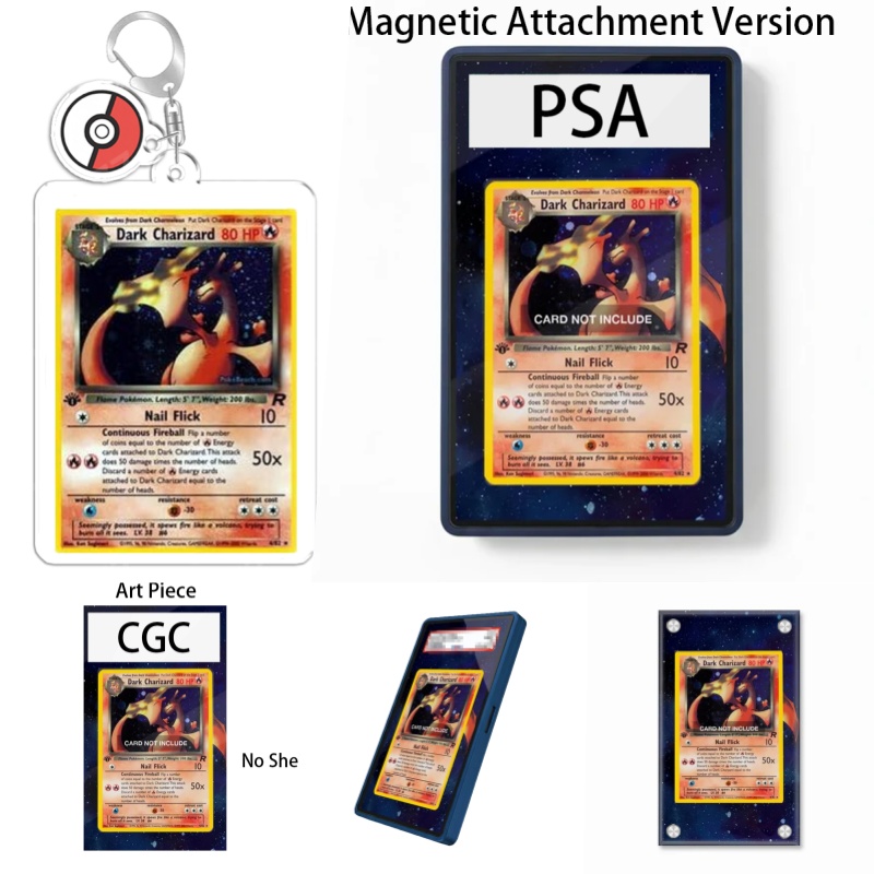Display Case Acrylic - ポケモンTCGロケットダークチャリザードアニメ拡張アートファンギフト用アートディスプレイ、リサイクル可能なアクリル保護ケースキーホルダー