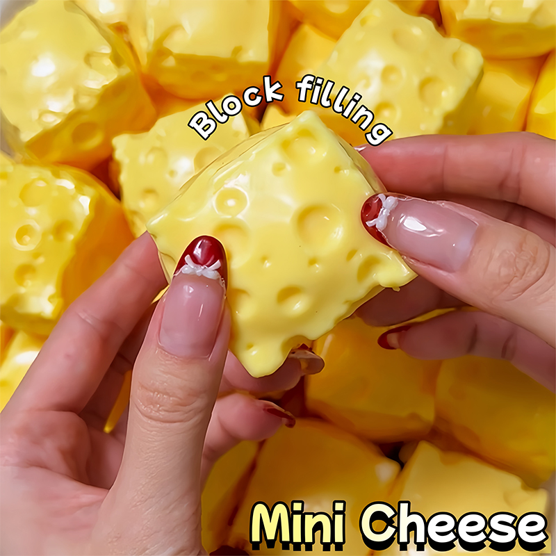 Building Block Mini - ミニチーズキューブスクイーズフィジェットトイ、ビルディングブロックフィリング、ノーリバウンドスクイーズトイ、感覚ストレス解消フィジェットトイ（大人向け）