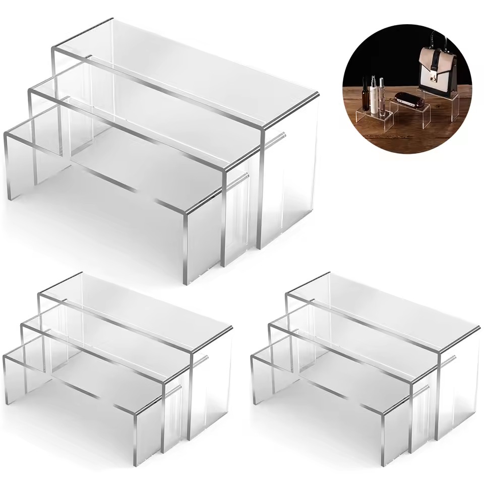 3/6/9/12Pc 透明アクリルディスプレイスタンド化粧品 - Display Risers Set のレビューと価格