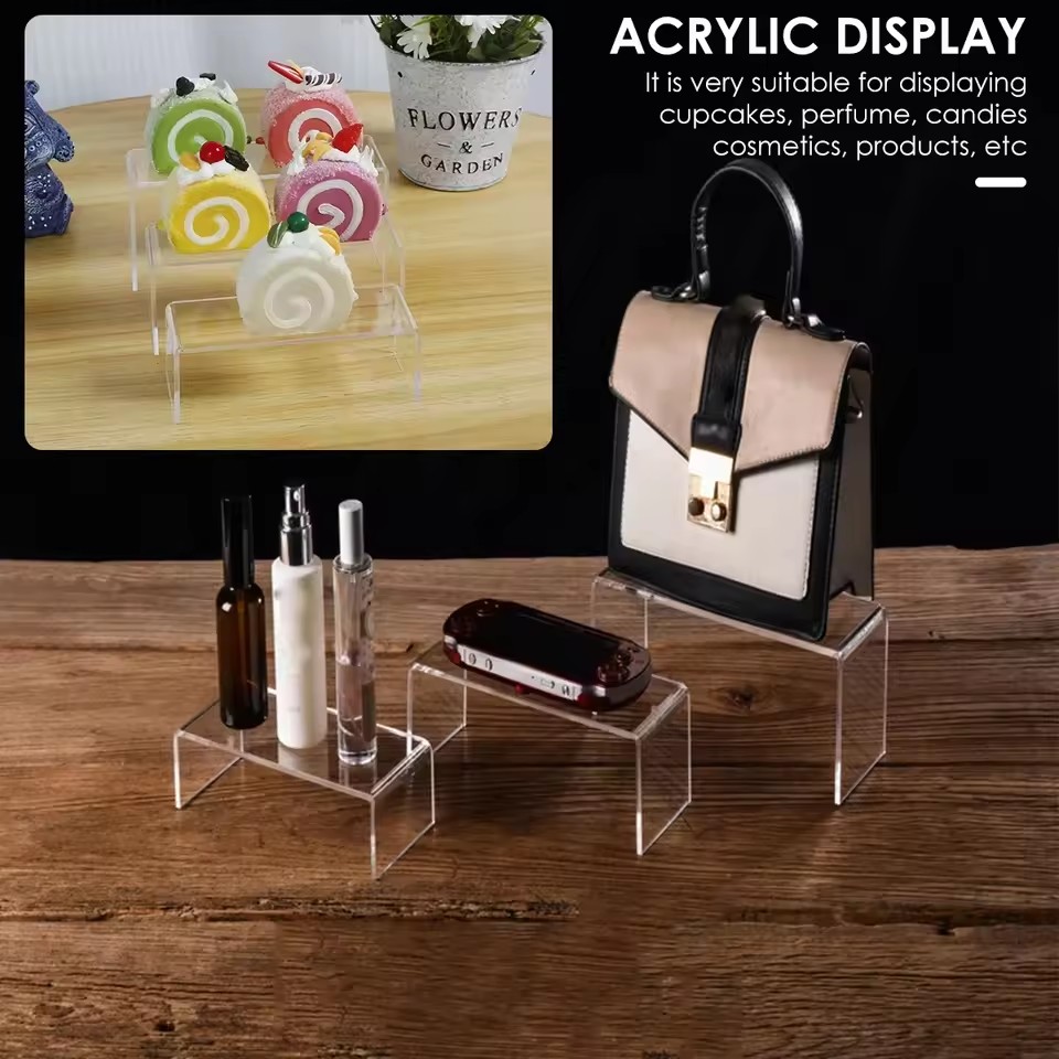 3/6/9/12Pc 透明アクリルディスプレイスタンド化粧品 - Display Risers Set のレビューと価格