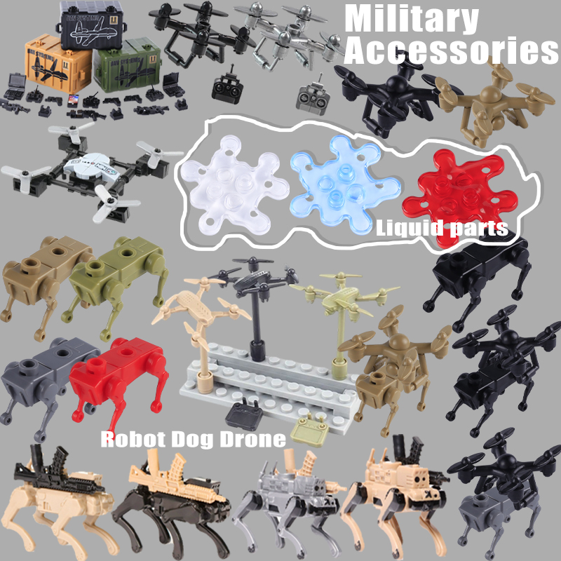 第二次世界大戦軍事アクセサリーUAVロボット犬ドローンビルデ - Lego Minifigure Holder のレビューと価格